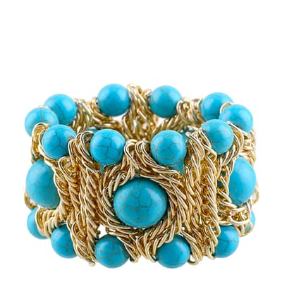 18K Gold Multi Turquoise Statement Bracelet