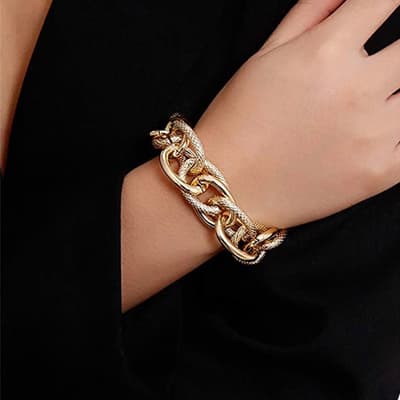 18K Gold Chunky Textured Bracelet