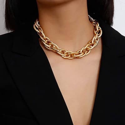 18K Gold Chunky Textured Necklace