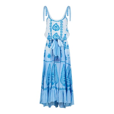 China Blue Ombre Atzaro Maxi Dress