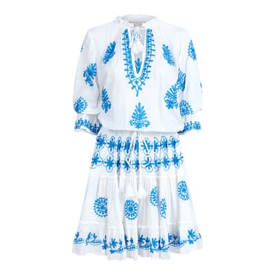 China White and Blue Sienna Dress