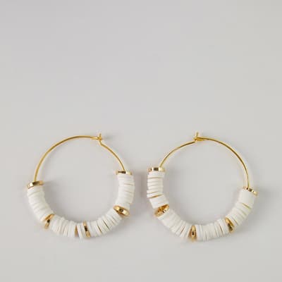 Gold and White Hoop Earring