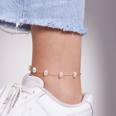 White Gem Metal Anklet