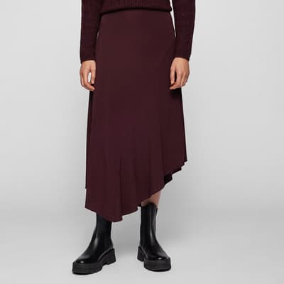Burgundy Vasatine Asymmetric Skirt