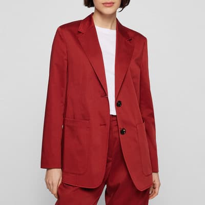 Red Jeaney Single Breasted Cotton Blend Blazer