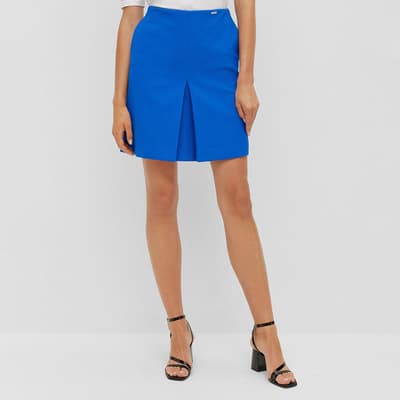 Blue Vitama Cotton Blend Mini Skirt