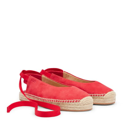 Red Madeira Tie Up Leather Espadrilles