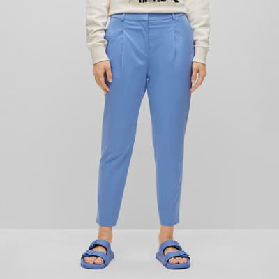 Blue Tetida Cropped Cotton Blend Trousers