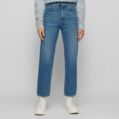 Blue Straight Cropped Jeans