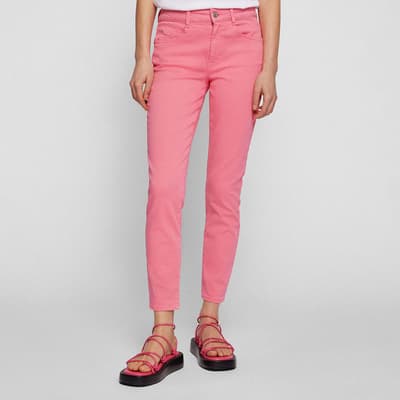 Pink Slim Cropped Stretch Jeans