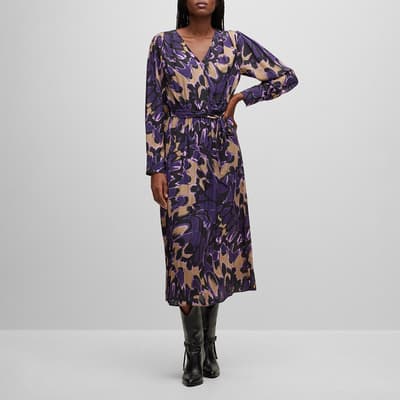 Purple Demaia V-Neck Midi Dress