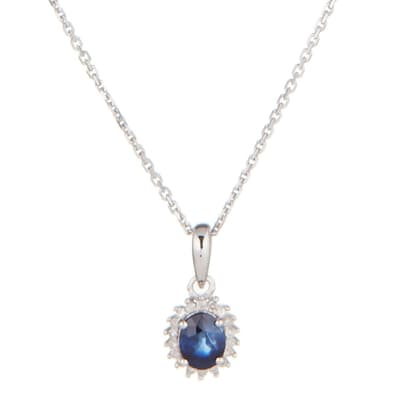 White Gold Abra Sapphire Pendant Necklace 