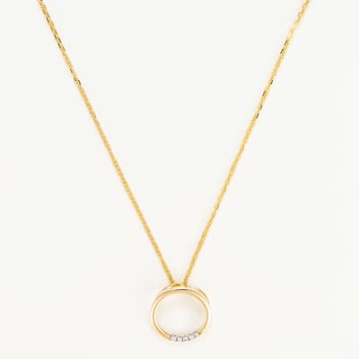 Yellow Gold Cercle Diamond Pendant Necklace 
