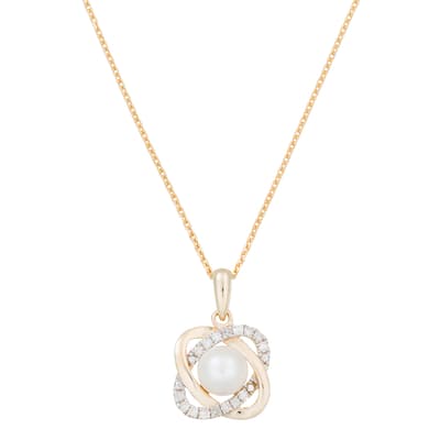 Yellow Gold Gostivar Pearl Pendant Necklace 