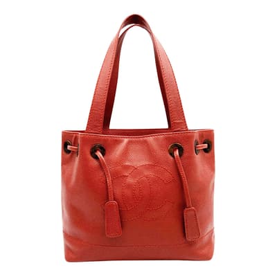Red Chanel Coco Mark Tote Bag