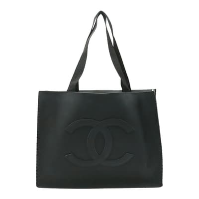 Black Chanel Logo Cc Tote Bag
