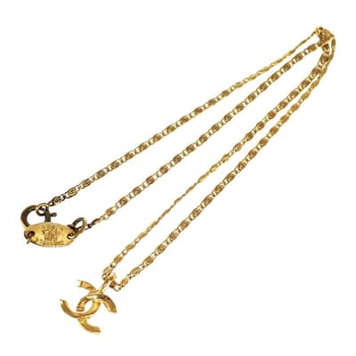 Gold Chanel Coco Mark Necklace 