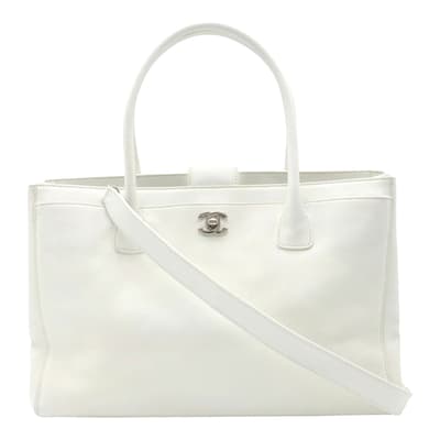 White Chanel Executive Tote Bag