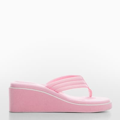 Pink Quilted Thong Platform Sandals