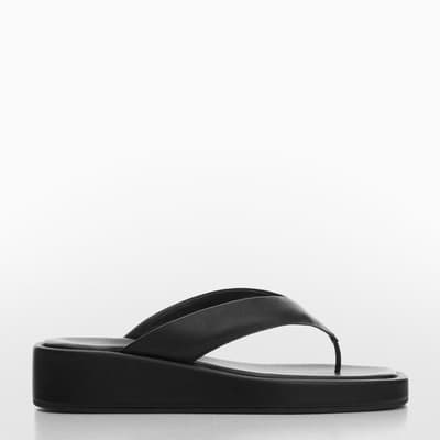 Black Thong Flatform Sandals