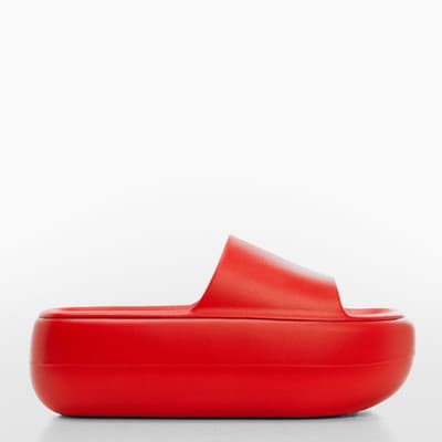 Red Maxi Puffer Platform Sandals