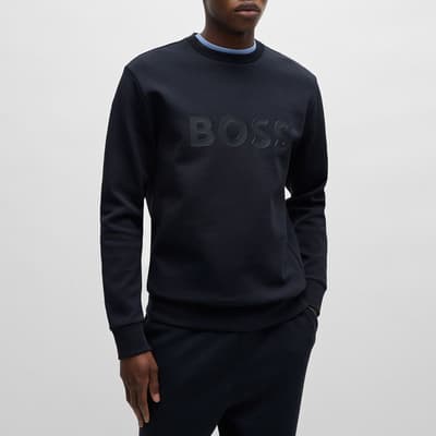 Navy Cotton Blend Sweatshirt