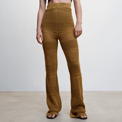 Brown Openwork Knit Trousers