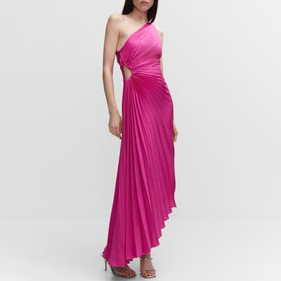 Pink Asymmetrical Pleated Dress