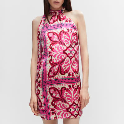 Pink Printed Halter Dress