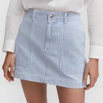 Blue Striped Denim Mini-Skirt