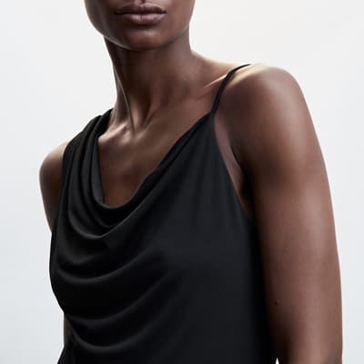 Black Asymmetrical top with draped neckline