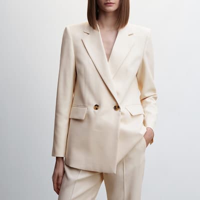 Nude Double-breasted Suit Blazer