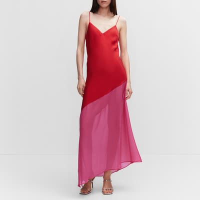 Red Asymmetrical Semi-sheer Dress