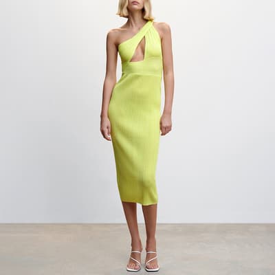 Lime Asymmetrical Dress with Slit
