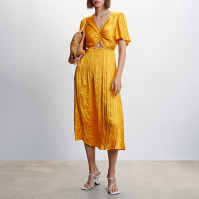 Yellow Side-slit Satin Dress