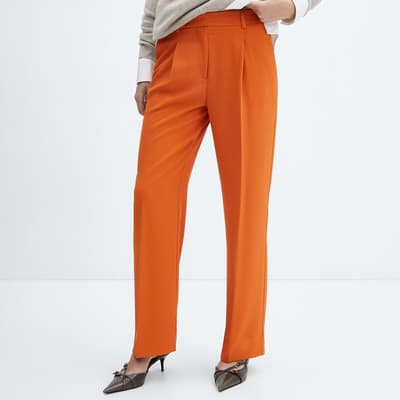 Russet Pleat Straight Trousers