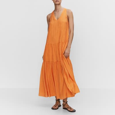 Orange Textured Skater Dress