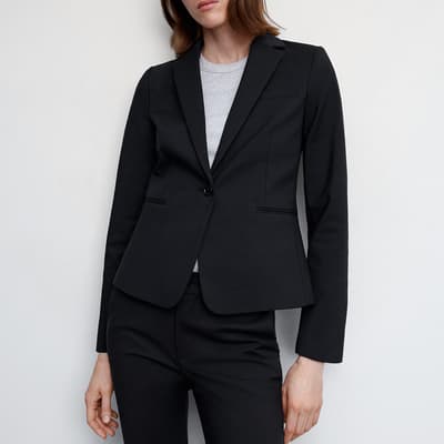Black Fitted Suit Jacket 