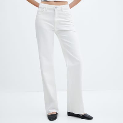White Wideleg Mid-rise Jeans
