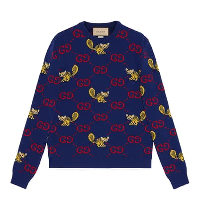 Gucci Freya Hartas GG Animal Wool Sweater 