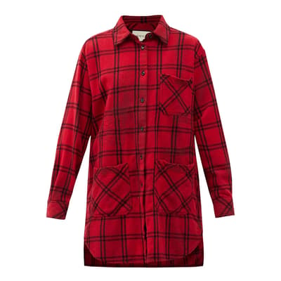 Gucci Red Oversized Checked Wool-Blend Flannel Shirt