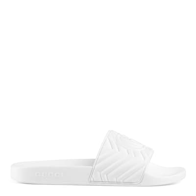 Size 7 Only- Men's White Quilted Slides