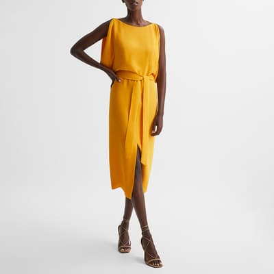 Orange Kalea Split Sleeve Midi Dress