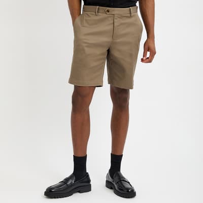 Taupe Hampton Cotton Blend Casual Chino Shorts