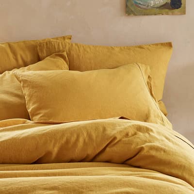 Honey Pair of Square Linen Pillowcases