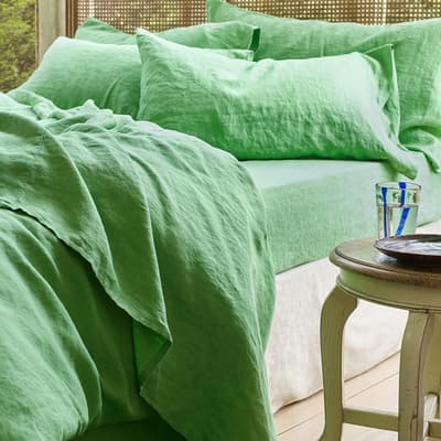 Ocean Green Pair of Standard Linen Pillowcases