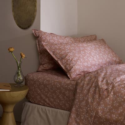 Chestnut Floral Pair of Superking Cotton Pillowcases