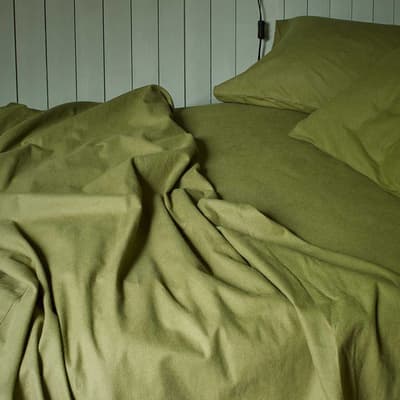 Olive Green King Brushed Cotton Fitted Sheet