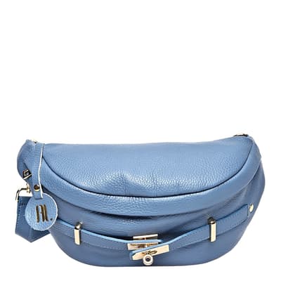 Blue Italian Leather Crossbody Bag