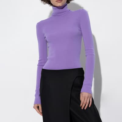 Lilac Ribbed Roll Neck Jumper